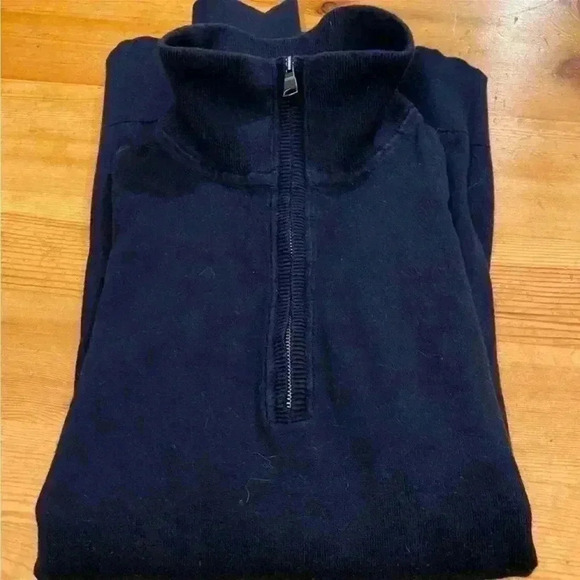 Banana Republic 1/4 Zip Sweater 85% Pima Cotton 15% Cashmere Size L men navy - Picture 3 of 8